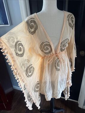 Peach Tie-Front Swim Coverup